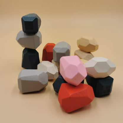 Jeu de blocs à empiler - Pierres en bois à empiler - 36pièces